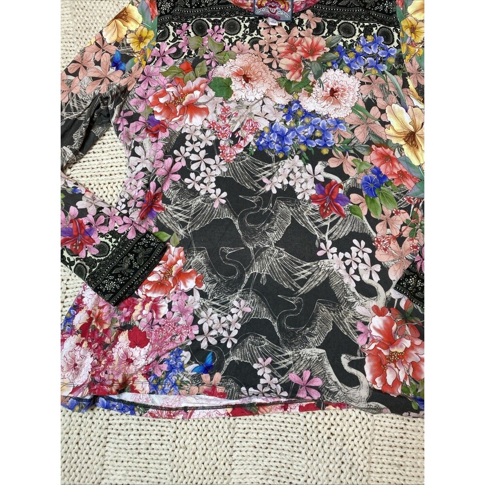 Johnny Was Lindana Favorite Swing Long Sleeve Colorful Shirt L Bamboo Luxe - Picture 3 of 6